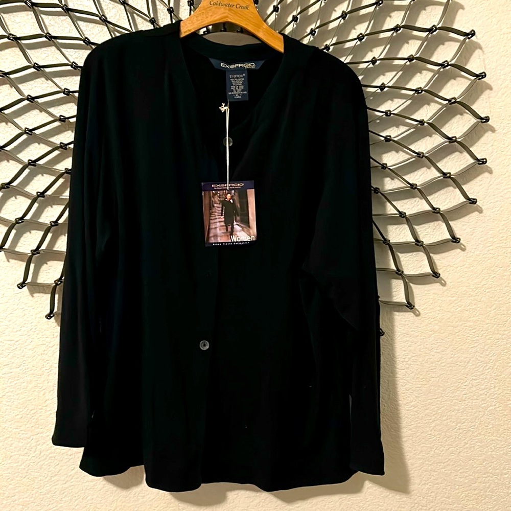 Exofficio travel cardigan, black, NWT, SZ XL